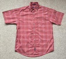 Gant Hampton 50's Twill Sport Fit Men’s Shirt Pink Check Shirt Sleeve Size Large