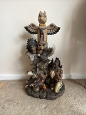 Large Native American Indian Chief Totem Wolf Eagle Resin Figurine Statue 65 CM