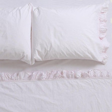 RACHEL ASHWELL COUTURE Lilliput Pink Ruffle Potato Sack KING PILLOWCASES PAIR