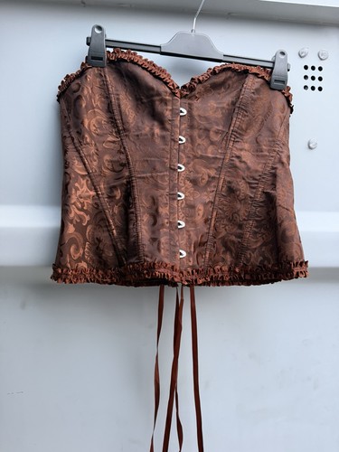 Brown brocade corset - top, large