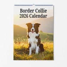 Border Collie Dog Wall Calendar - A3 or A4 Dog Lovers Monthly Planner 2026