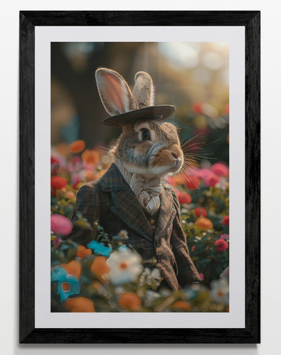 Rabbit wearing clothes framed - rabbit,