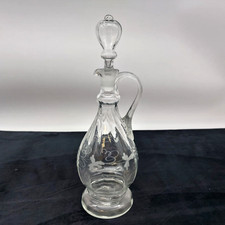 Antique Blown Glass Wine Sherry Decanter With Handle Etched Grapevine 31cm