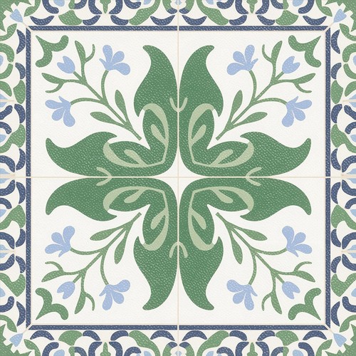 Blue green floral peel - green, stick