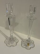 Vintage Pair Glass Nachtmann Crystal Candlestick Candle Holder Flower 23cm Tall