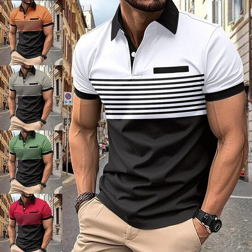 Mens polo shirt colorblock - shirt,