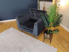 Sofology Cricket Fabric Chair in Charcoal Velvet Mix