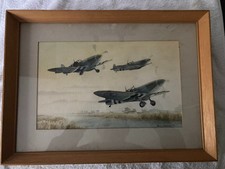 Supermarine Spitfires Watercolour by Harry Peters Signed and Dated