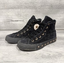 Converse All Star Chuck Taylor High Top Trainers Black Suede Studded UK Size 5