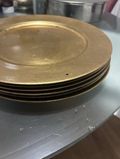 SET 4 VINTAGE GOLD GILT CHARGER PLATES ROUND TABLEWARE DECORATIVE PLATES 33CM