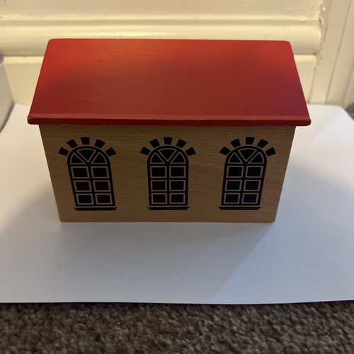 Wooden train track engine shed - train,