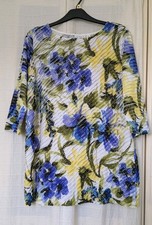 Sz XL 18? Susan Graver White Mix Floral Print 3/4Slv Tunic Top VGC
