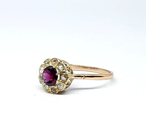 Antique rosette ring 18kt - rosette, on