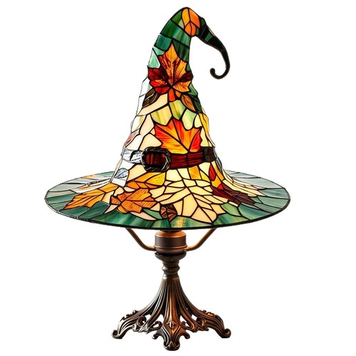 Stained glass witch - hat, lamp