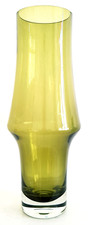 Tamara Aladin Riihimaki Finland mid century modern 1960's olive green glass vase