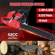 Petrol Chainsaw 52cc 4.2kw 2 Stroke 20" Bar Powerful Heavy Duty Wood Saw