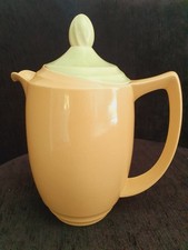 Branksome Graceline Two Tone China TeaPot / Coffee Pot Beige & Pastel 50s Green 