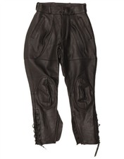 VINTAGE Mens Leather Biker Trousers IT 46 Large W28 L28 Black Leather AC14