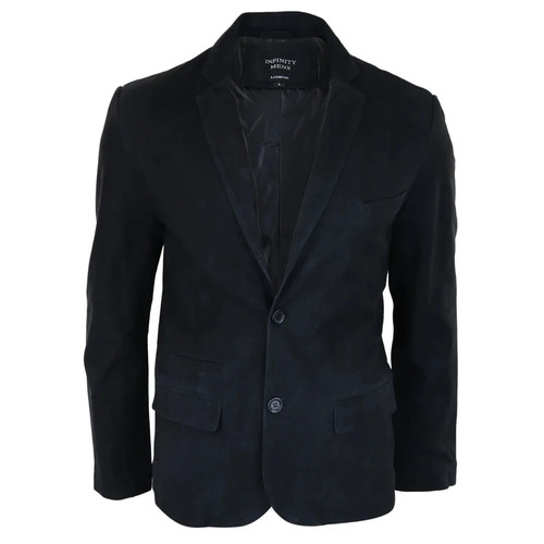 Men leather blazer black - men's,