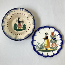 Henriot Quimper Plate & Ashtray | Folk Art | Faience | Vintage Ceramic