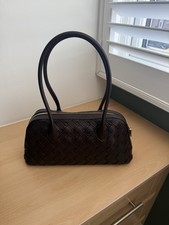 Mango Chocolate Brown Braided Medium Bowling style bag **current season**