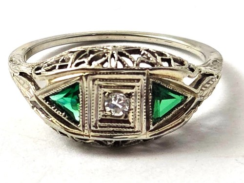 Vintage art deco ring - deco, 18k