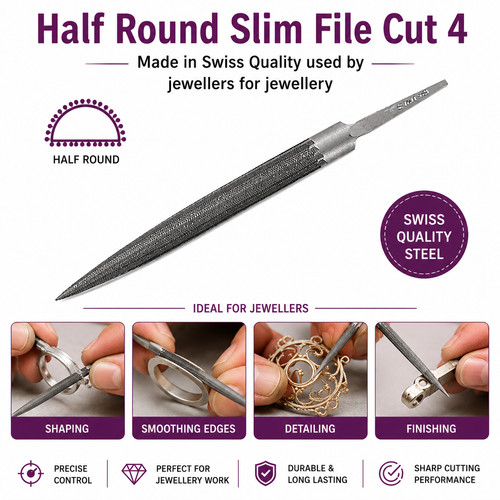 Half round slim file cut - half,