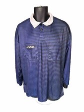 ADIDAS 1990'S BLUE REFEREE FOOTBALL SHIRT JERSEY SIZE L Good Condition
