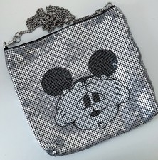 See Desc Mickey Mouse Silver Sequin Shoulder Clutch Bag Rare Zara Collab Disney