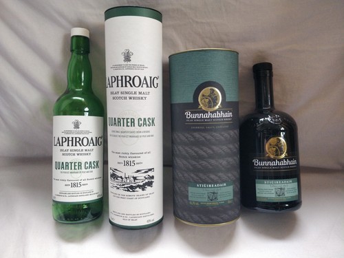 Empty islay whisky bottles - empty,