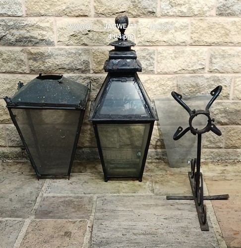 Antique copper gas lanterns - 2x,