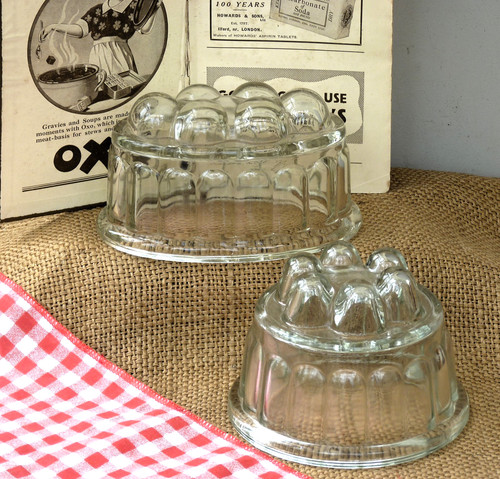 Glass jelly moulds - x, vintage