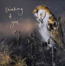 ALEX CLARK BARN OWL & TEASELS CARD ~ THINKING OF YOU ~ BLANK INSIDE