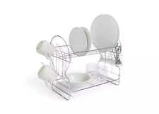 Habitat Chrome Two Tier Wire Dish Drying Rack Drainer H38 W55 D24.5cm
