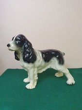 Large Vintage Coopercraft Black And White Spaniel Figurine 