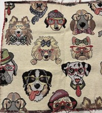 NEW Remnant Dog Faces Canvas /upholstery 140cm x 32cm Crafts, covers 