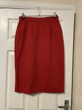 Berkertex Women's Skirt Size 14 Red Fully Lined Work Office Smart Formal