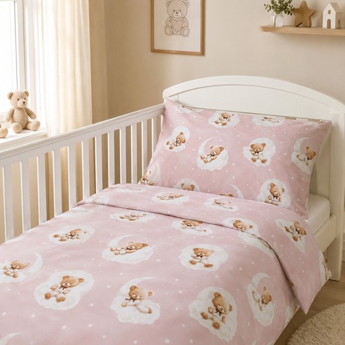 Baby girl cot - girl, teddy