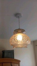 Vintage Art Deco Style Pendant Hanging Lampshade B H S Frosted Embossed Design