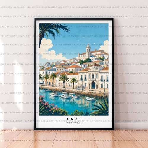 Faro portugal art illustration - faro,