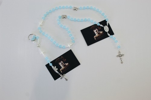 Handmade blue glass rosary - handmade,