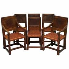 SIX VERY RARE 1930'S BURR OAK RESTORED ROBERT MOUSEMAN THOMPSON DINING CHAIRS 6