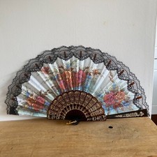 Folding Hand Fan Muria Y Amanda Decorative Floral Black Lace Party Wedding