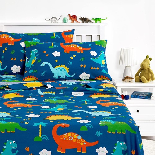 Boys navy dinosaur bed - navy, sheets