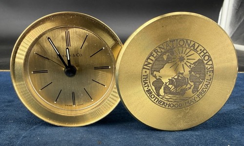 Tiffany brass clock - &,