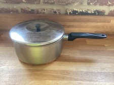 Vintage Retro Prestige Stainless Steel Copper Bottom Saucepan With Lid 8”