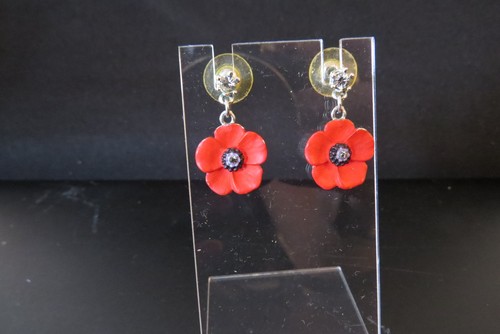 Red poppy flower - flower, earrings