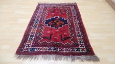 Antique Afghan Carpet Rug Oriental Hand Made Wool Vintage  4ft 10" x 3ft 7"