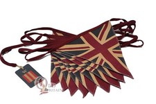 Vintage Union Jack Bunting - 9 White Fleck Double Sided Cotton Flags