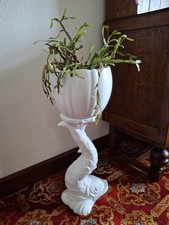 White Ceramic Plant Stand Jardiniere Fish Base Flower Pot